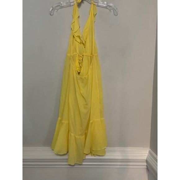 Ralph Lauren Dress Womens Medium Halter Ruffle Tiered Yellow Coastal Cotton - Picture 4 of 10